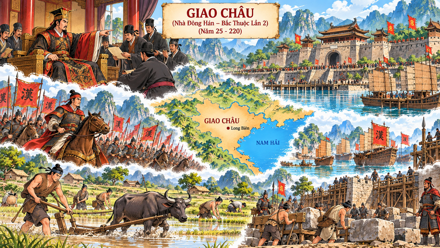 Toàn cảnh Giao Châu thời Đông Hán, với thành lũy, bản đồ và đời sống cư dân