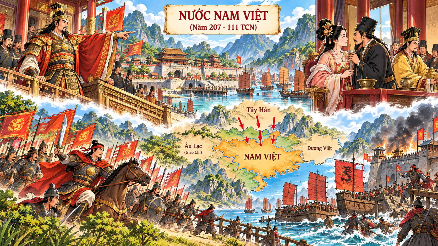 Nước Nam Việt, triều đại Triệu và các trận chiến với nhà Hán